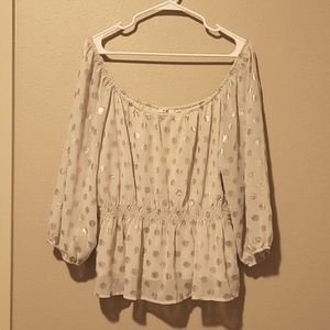 Mi Ami cream metallic polka dot blouse